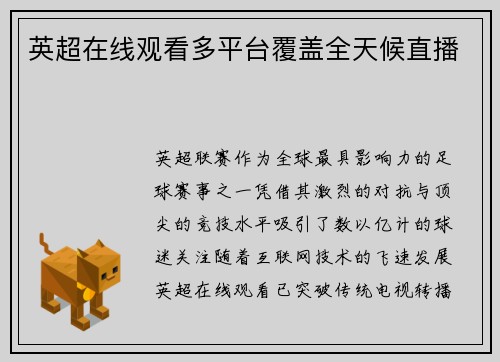 英超在线观看多平台覆盖全天候直播